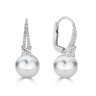 Diamond And Akoya Pearl Drop Earrings