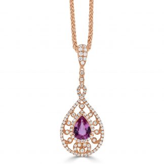 Pear Shape Pink Sapphire Pendant with a HaloPear Shape Pink Sapphire Pendant with a Halo