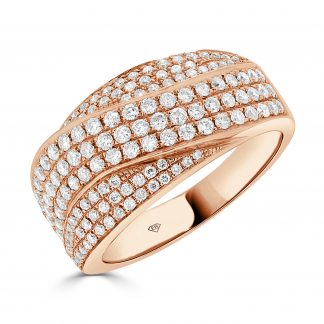 Diamond Pave Set Dress Ring with an Over Lapping Center