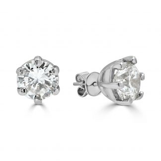 Six Claws Round Diamond Studs Earrings