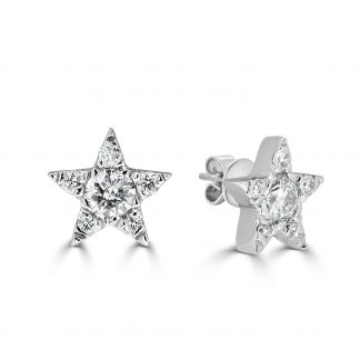 White Gold Star Diamond Studs