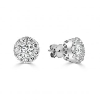 Round Shape Diamond Cluster Earrings