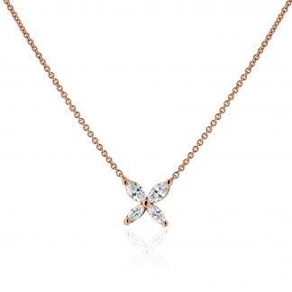 Rose Gold Marquise Diamond Necklace 0.50Ct