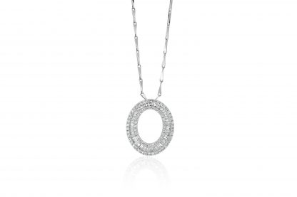 Oval Pendant with Baguette and Round Diamonds