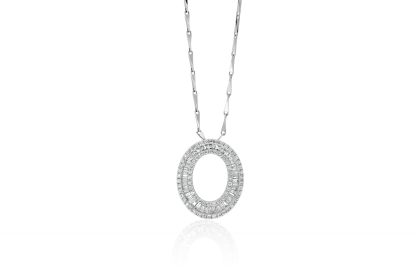 Oval Pendant with Baguette and Round Diamonds