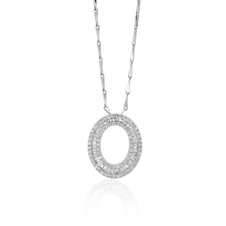 Oval Pendant with Baguette and Round DiamondsOval Pendant with Baguette and Round Diamonds