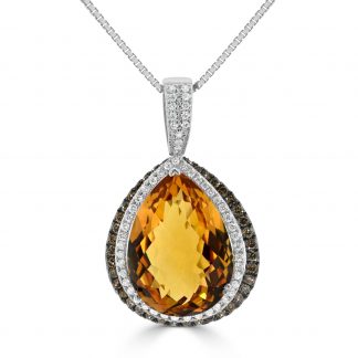 Pear yellow citrine with double halo pendantPear yellow citrine with double halo pendant