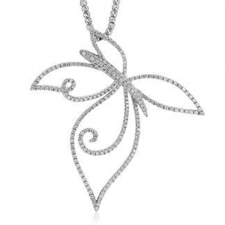 White Gold and Diamond Pendant butterfly Design