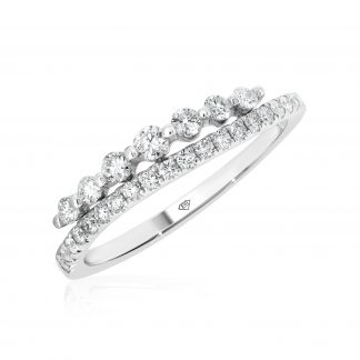 White Gold Diamond Ring Wave Design