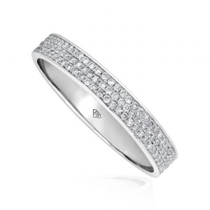 3 Row White Gold Diamond Ring