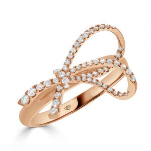 Rose Gold Bow Diamond Ring