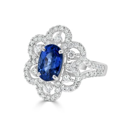 Sapphire with Floral Halo