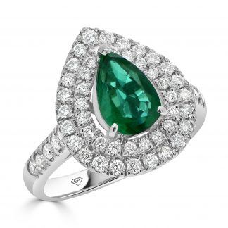 Pear Emerald with double halo