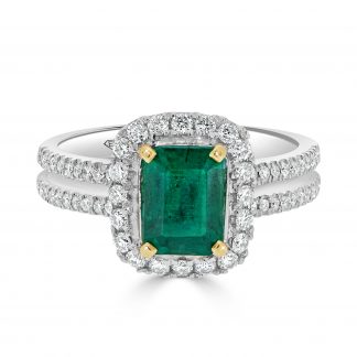 Emerald and diamond halo