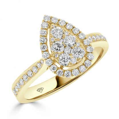 Diamond Pear Shape Cluster Ring With Delicate Halo