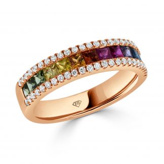 Rainbow Sapphire and diamonds ring