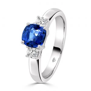 sapphire and diamond trylogy engagement ring