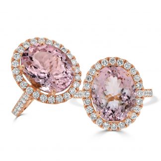 Oval Morganite with round diamonds ring