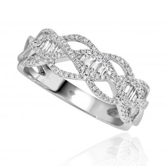White Gold Diamond Ring with a Twisted Helix Design