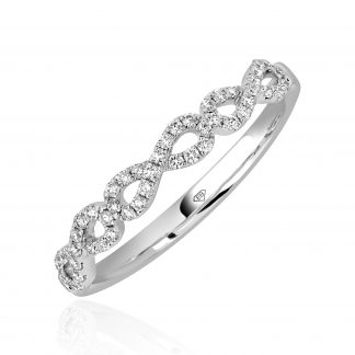 White Gold Diamond Ring with Three Infinity symbol