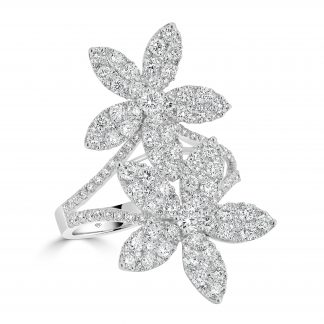 Diamond Pave Set Flower Ring