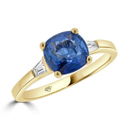 Cushion cut sapphire engagement ring