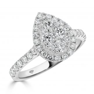 Diamond Pear Shape Cluster Ring With Halo
