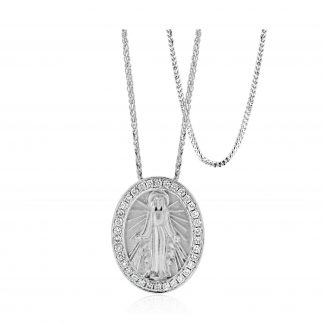 Mary medalion with diamond halo