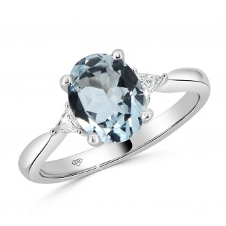 Aquamarine Ring with Trilliant Diamonds