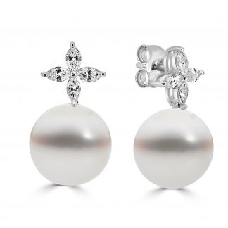 Pearl Studs With Four Marquise
