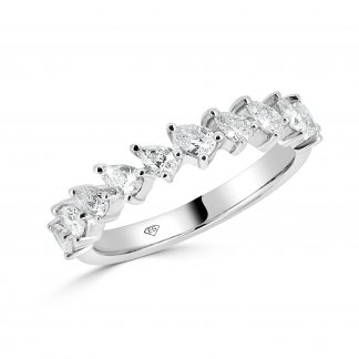 Diagonal Pear Cut Wedding Ring