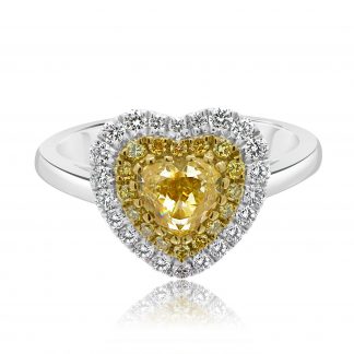 Heart Cut Yellow Diamond Halo Ring