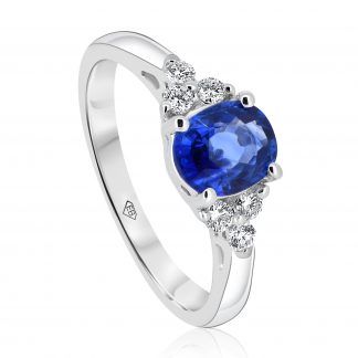 Oval Sapphire And Six Diamonds