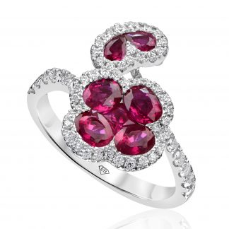 Alternating Diamonds And Ruby Dress Ring