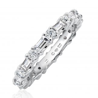 Baguette Cut And Round Diamonds Eternity Band