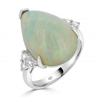 White Opal Pear Shape Ring