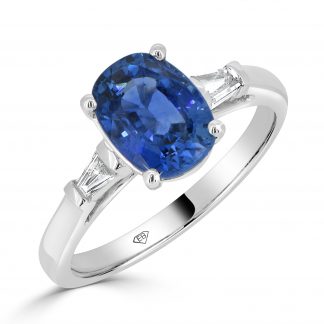 Oval Sapphire and tapered baguettes