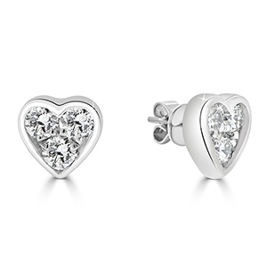 Brilliant Cut Diamond Heart Studs