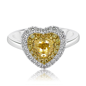 Heart Cut Yellow Diamond Halo Ring