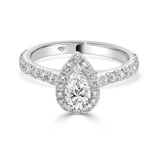 Pear Cut Halo Engagement Ring 0.50 Ct