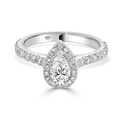 Pear Cut Halo Engagement Ring 0.50 Ct