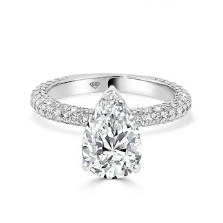 Pear Cut Hidden Halo Engagement Ring 2.01 Ct