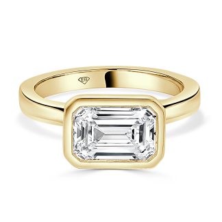 Emerald Cut Lab Diamond Horizzontal Engagement Ring 2.00 Ct