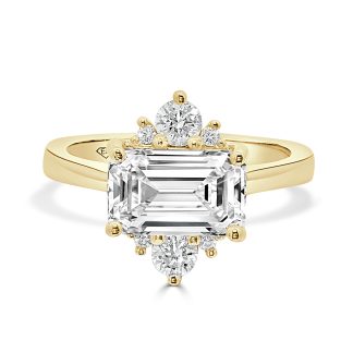 Emerald Cut Lab Diamond Engagement Ring With Round Diamonds 2.61 Ct