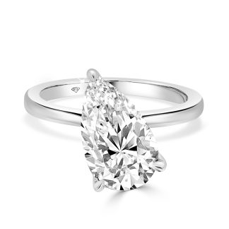 Lab Diamond Pear Cut Engagement Ring 3.41 Ct
