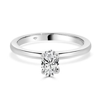 Oval Cut Diamond Solitaire Engagement Ring with Diamond-Set Donut 0.50 Ct