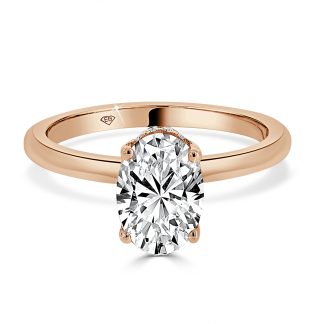 Oval Cut Solitaire Engagement Ring with Hidden Halo 1.50 Ct