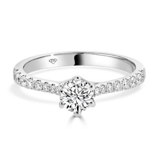 Engagement Ring with Shoulder Diamonds 0.50 Ct