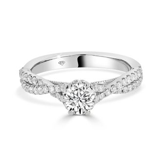 Engagement Ring with Round Diamond and Criss Cross Shank 0.50 Ct
