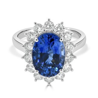 Oval Shape Blue Sapphire Diamond Halo RingSapphire engagement ring